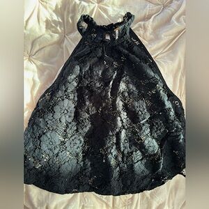 FREE PEOPLE BLACK HIGH NECK LACE SLEEVELESS TOP euc sz S